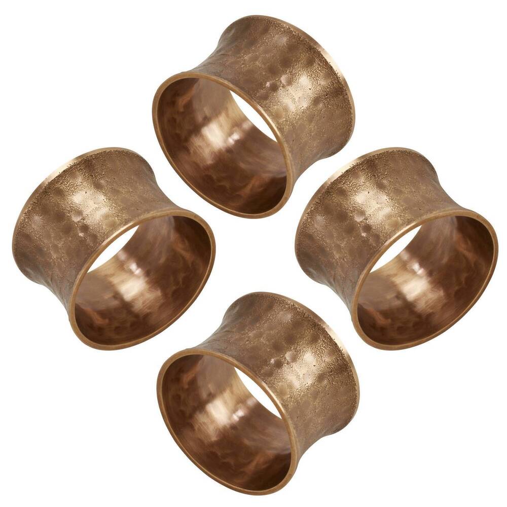 NEW SARO LIFESTYLE hammered napkin rings - set of 4 in dark gold